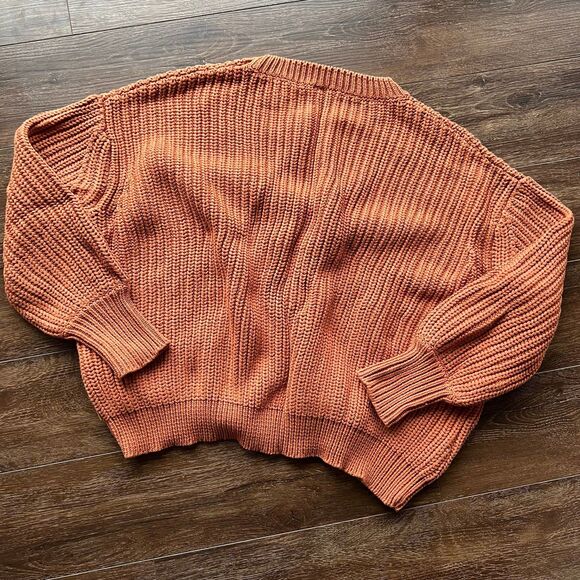 NWT Goumi Kids Womens Clay Chunky Knit Sweater SZ S/M Organic Cotton Orange - Picture 2 of 3